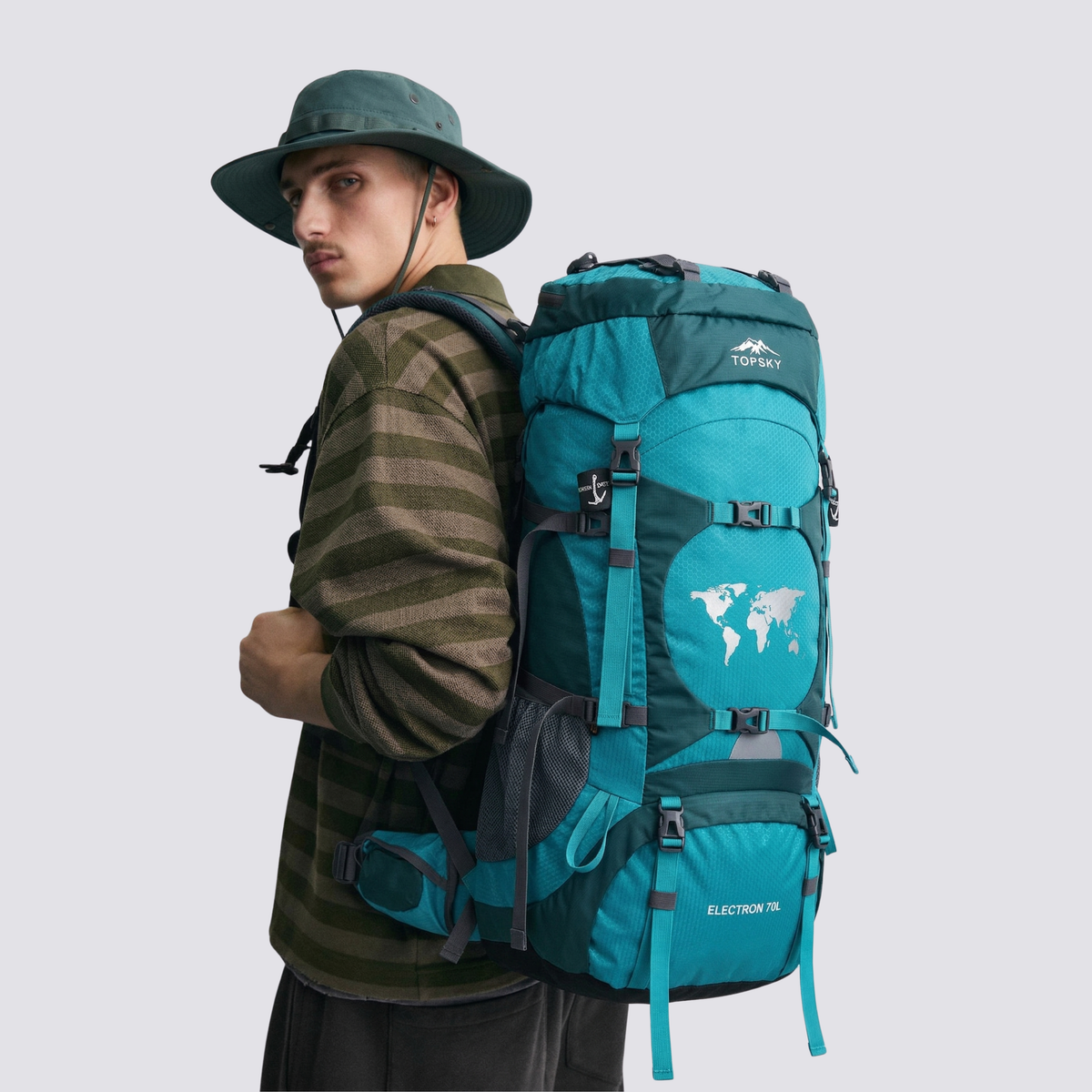 Mochila de Trilha Topsky 70L com Ajuste de Altura + Capa de Chuva | Lemartine