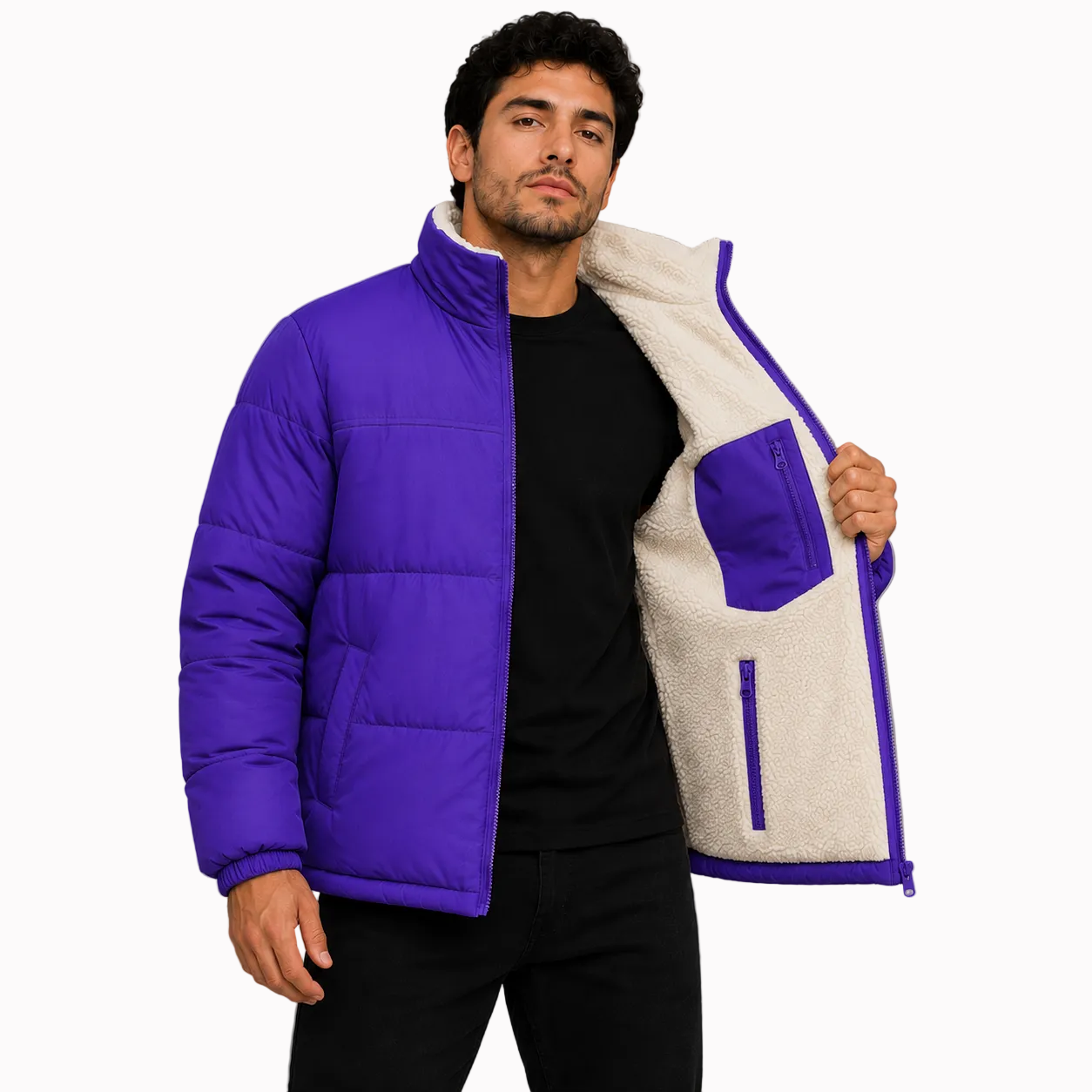 Jaqueta Masculina Puffer 2 em 1 Reversível Andes Lemartine