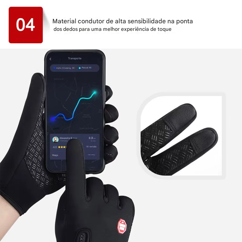 Luva de Inverno com Zíper Touchscreen Lemartine