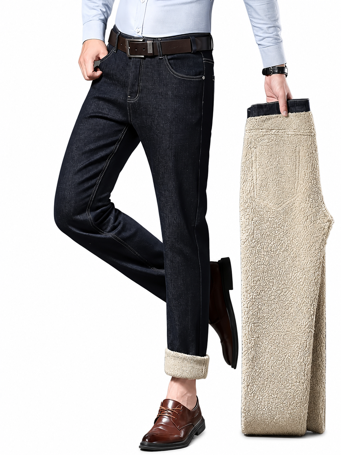 Calça Jeans Masculina Forrada para Inverno Lemartine