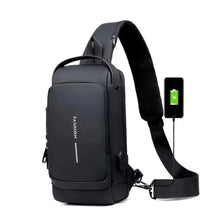 Mochila de Ombro Transversal Compacta Unilateral USB Trava de Código Á prova d'água | Lemartine