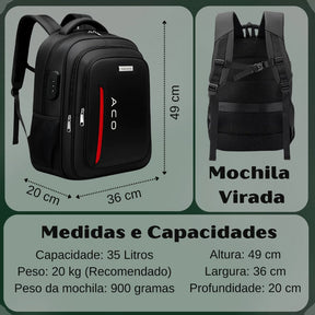 Mochila Unissex Notebook com Senha e Entrada para USB | Lemartine