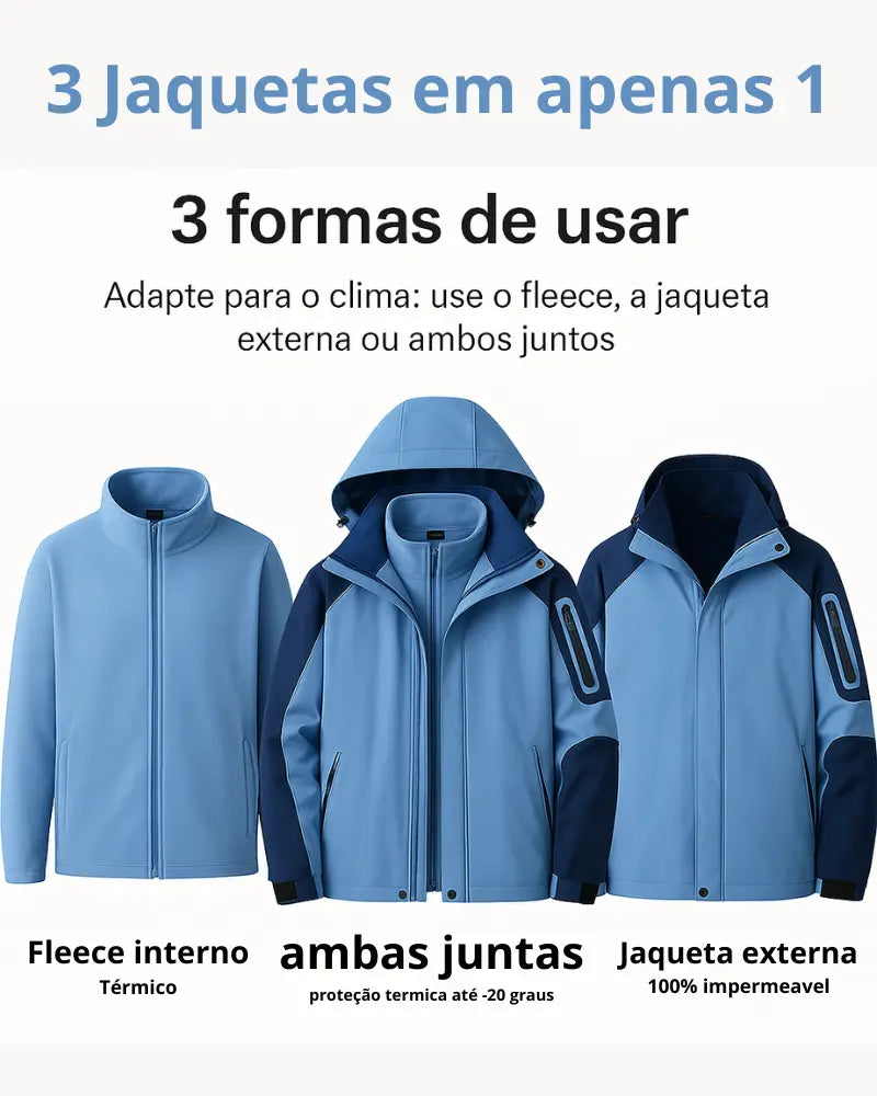 Jaqueta Masculina 3 em 1 Impermeável Snow Lemartine