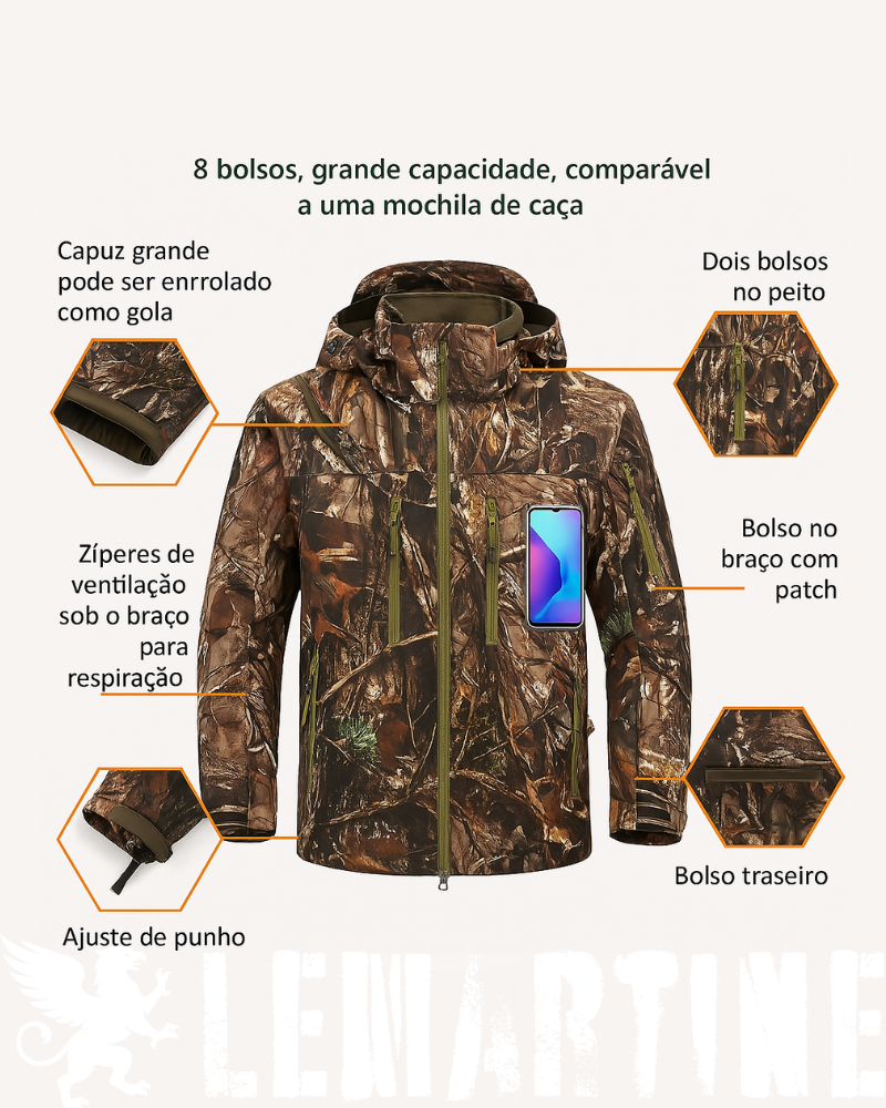 Jaqueta Tática Masculina Camuflada com Capuz Lemartine