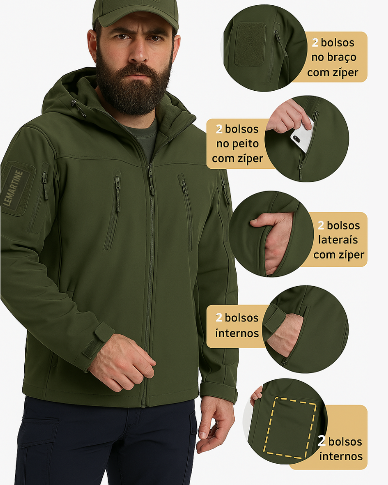 Jaqueta Tática Masculina Impermeável Lemartine