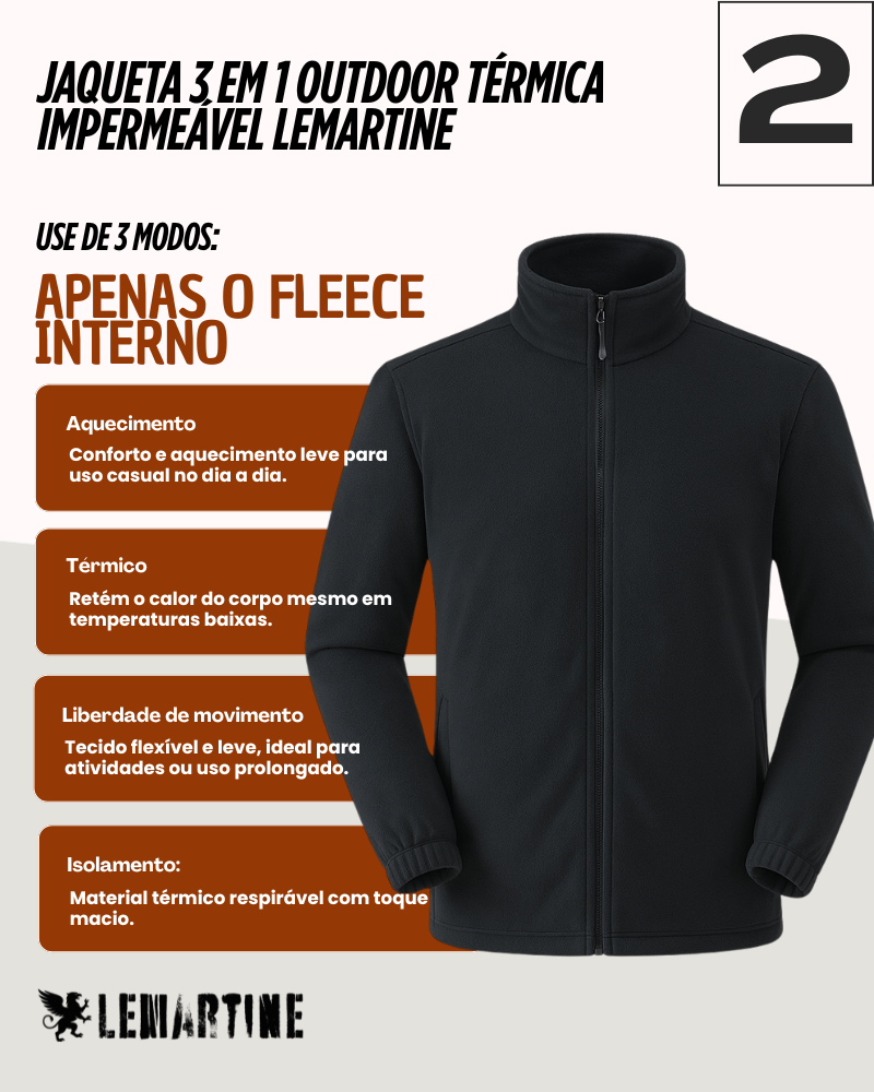 Jaqueta 3 em 1 Outdoor Térmica Impermeável Lemartine