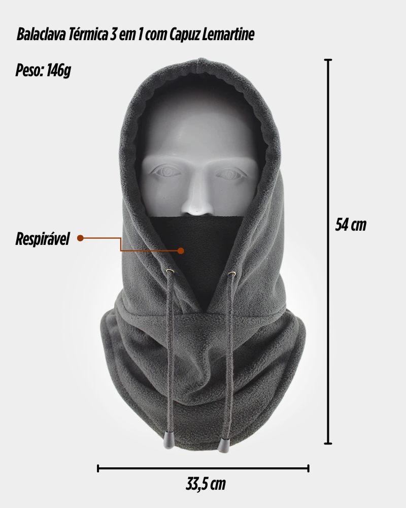 Balaclava Térmica 3 em 1 com Capuz Lemartine