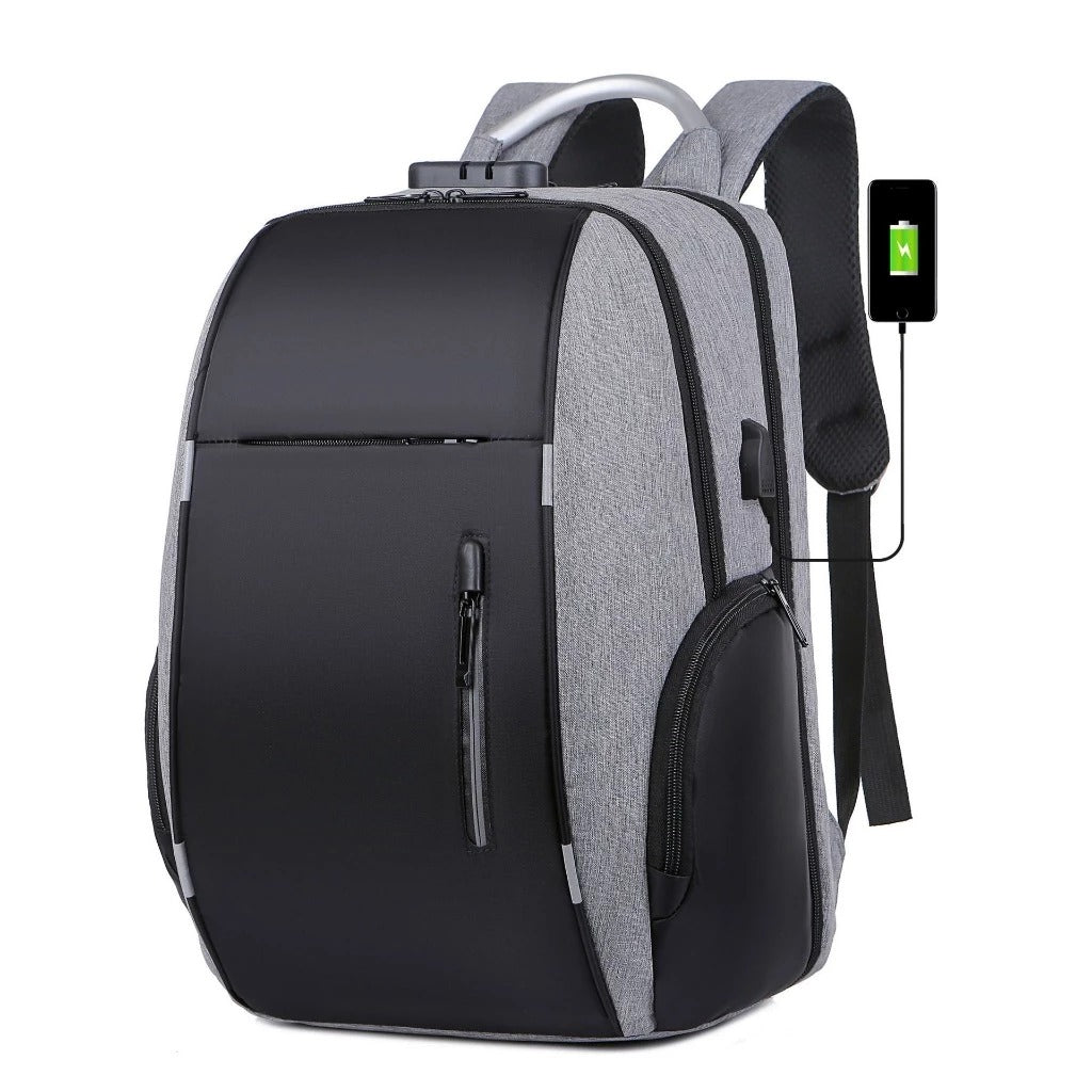 Mochila Notebook Anti Furto Alça Impermeável Reforçada Cadeado Saida Cabo Aux Usb Fone Ouvido | Lemartine