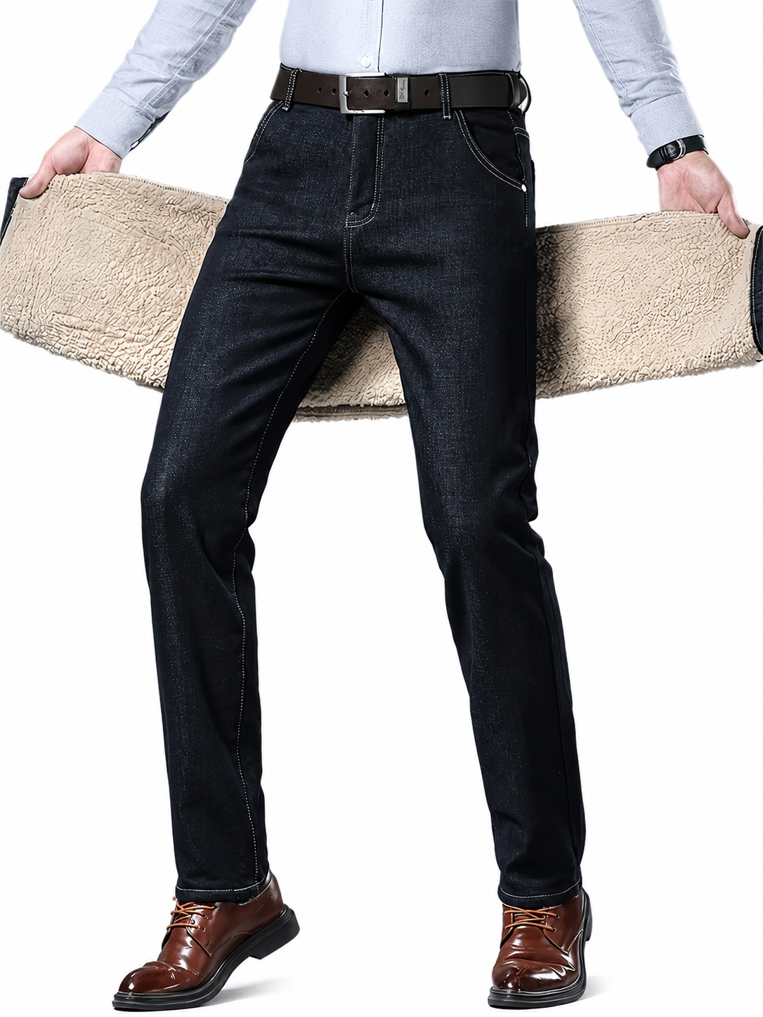 Calça Jeans Masculina Forrada para Inverno Lemartine