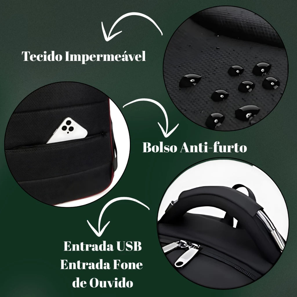 Mochila Unissex Notebook com Senha e Entrada para USB | Lemartine