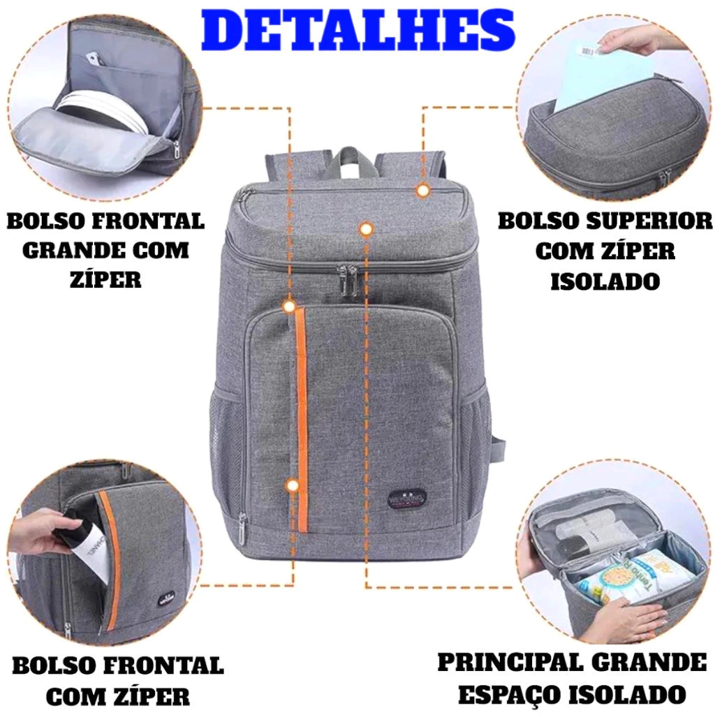 Mochila Térmica Impermeável Grande Capacidade Cooler Portátil | Lemartine