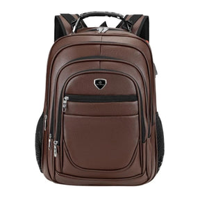 Mochila Couro PU Grande Executiva Para Notebook Trabalho Faculdade Reforçada Cabo De Aço USB | Lemartine