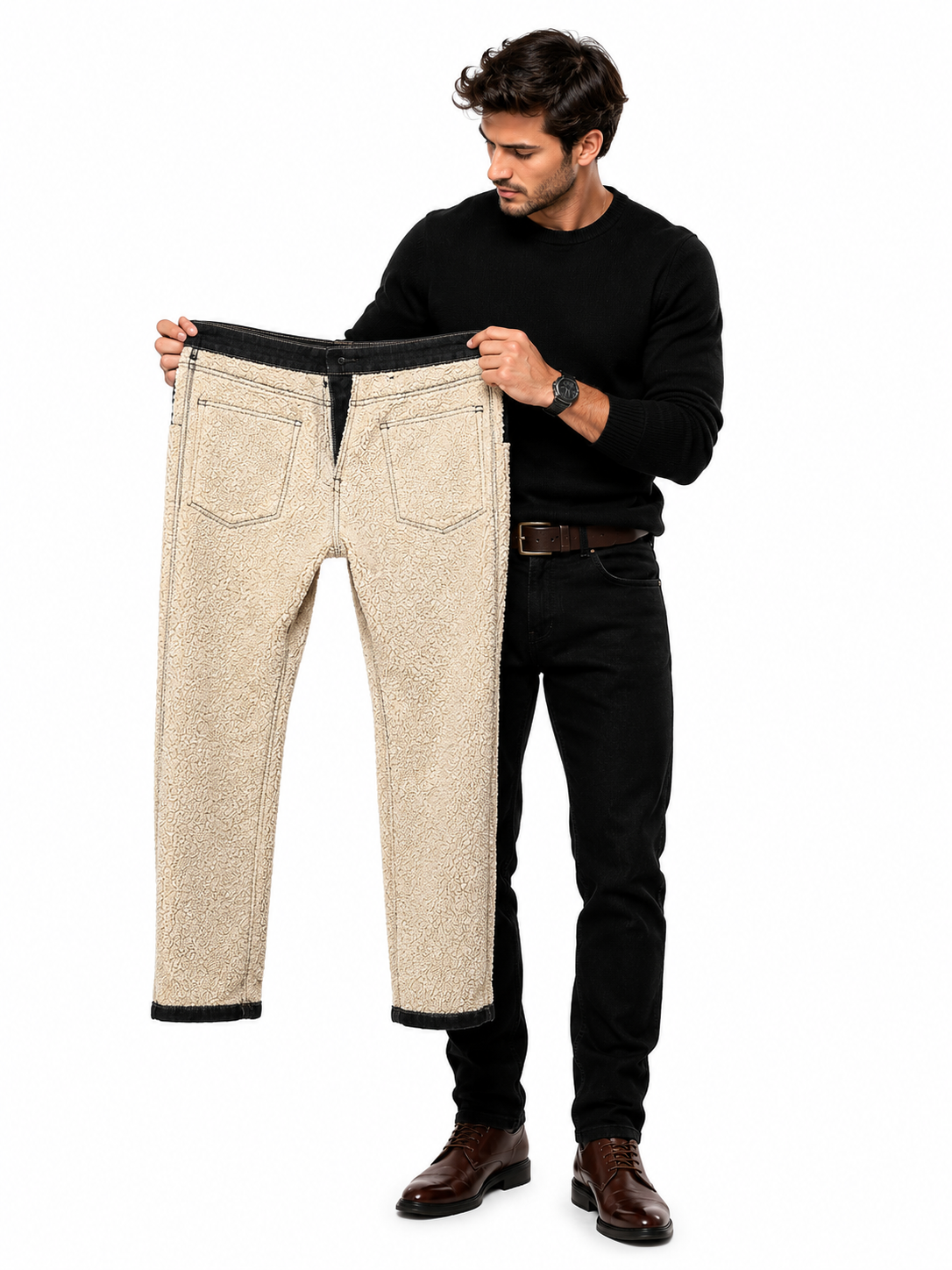 Calça Jeans Masculina Forrada para Inverno Lemartine