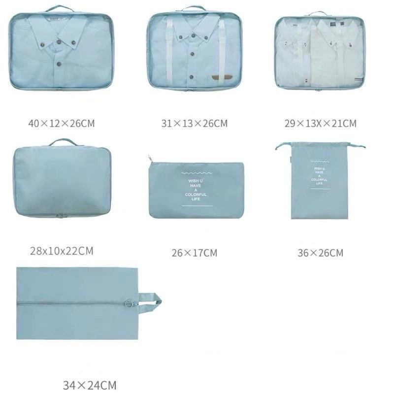 Kit 7 Pecas Bolsa Organizadoras Para Mala Roupas Bagagem Viagem | Lemartine