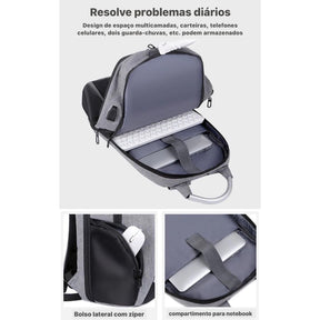 Mochila Notebook Anti Furto Alça Impermeável Reforçada Cadeado Saida Cabo Aux Usb Fone Ouvido | Lemartine