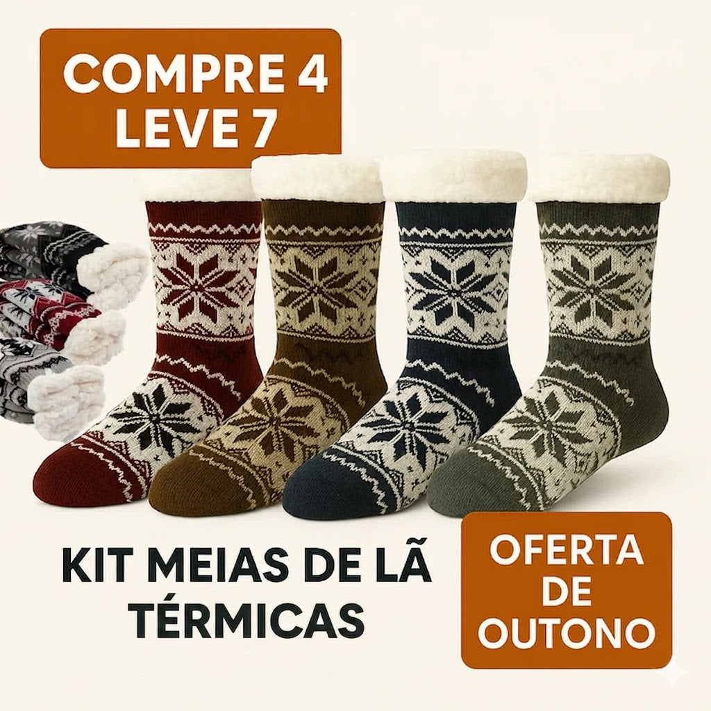 [COMPRE 4 LEVE 7] Kit Meias de Lã de Térmicas Lemartine (OFERTA DE INVERNO)