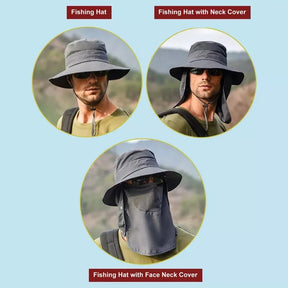 Chapéu de Pesca e Trilhas com Proteção Facial Removível UPF 50+ | Lemartine