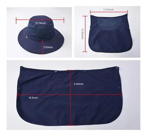 Chapéu de Pesca e Trilhas com Proteção Facial Removível UPF 50+ | Lemartine