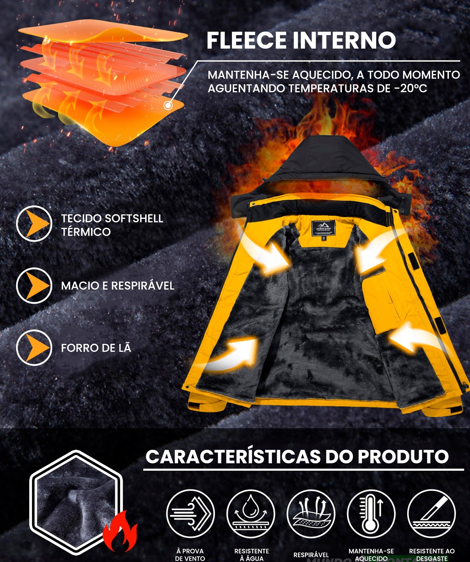 Jaqueta Térmica Masculina Impermeável Outdoor Lemartine