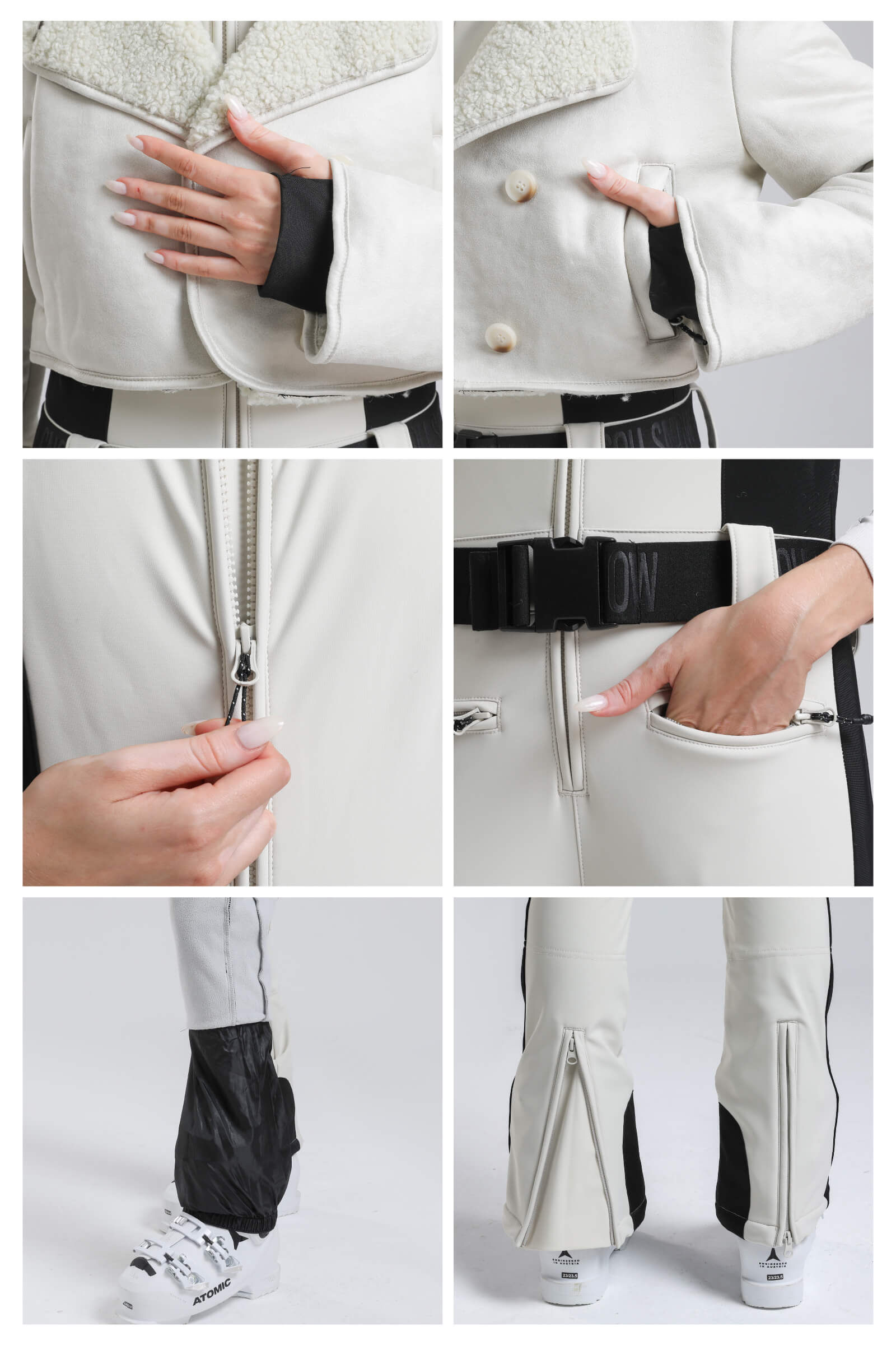 Macacão de Ski Feminino Slim-fit Cozy + Jaqueta Sherpa Lemartine