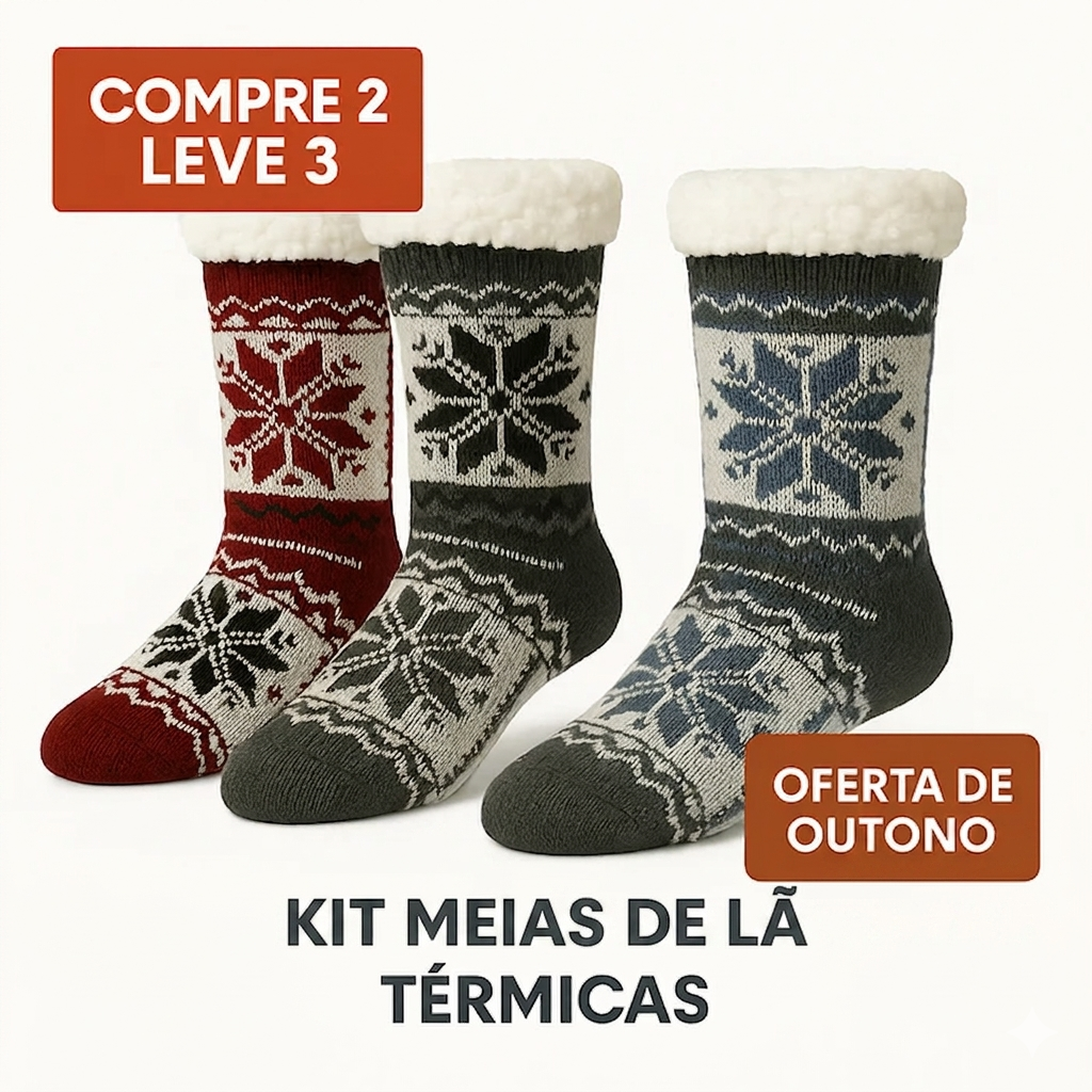 [COMPRE 2 LEVE 3] Kit Meias de Lã Térmicas Lemartine (OFERTA DE INVERNO)