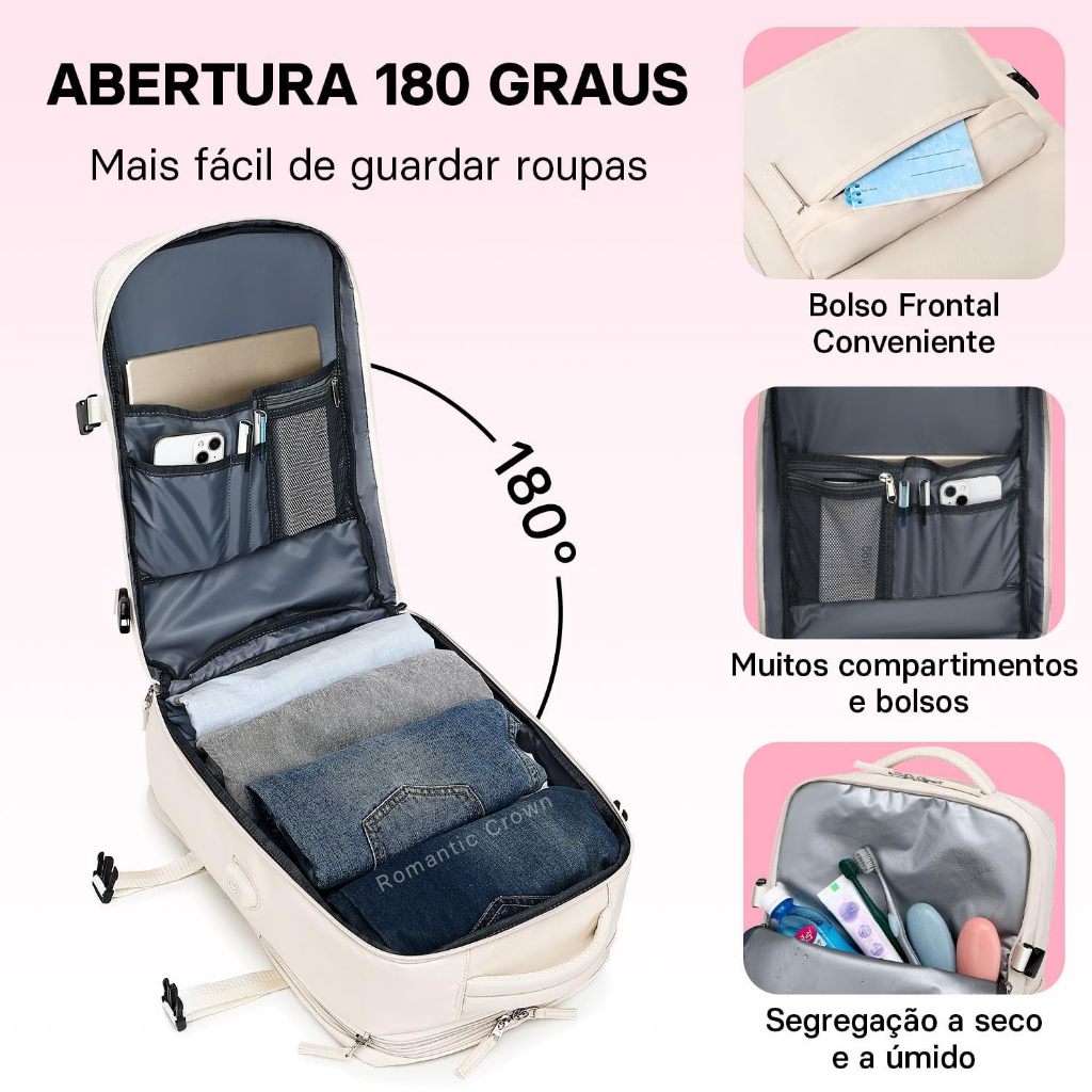 Mochila Viagem Feminina Masculinas Multifuncional Reforçada Impermeável | Lemartine