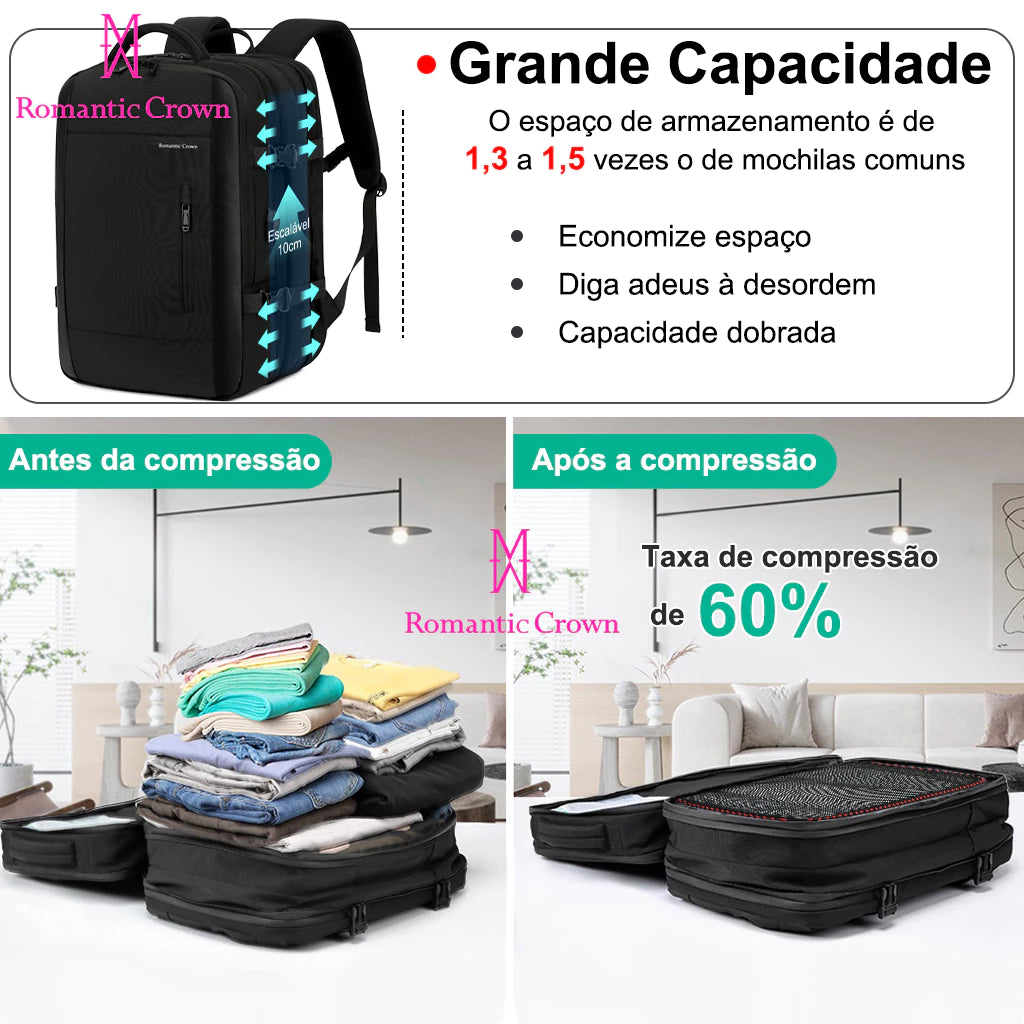 Mochila de Viagem Masculina e Feminina Impermeável e Reforçada | Lemartine