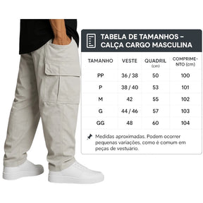 Calça Cargo Masculina 6 Bolsos skate Larga | Lemartine