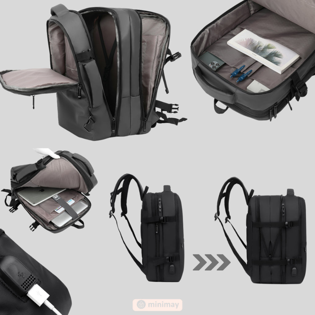 Mochila Expansível Masculina e Feminina Impermeável Reforçada | Lemartine