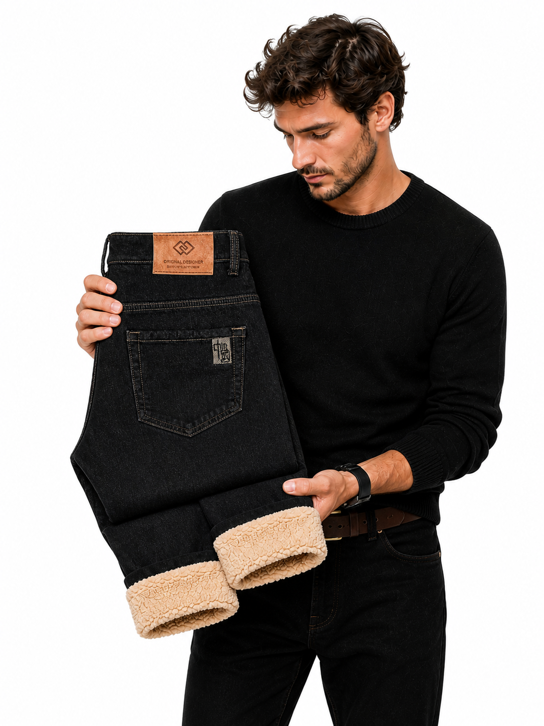 Calça Jeans Masculina Forrada para Inverno Lemartine