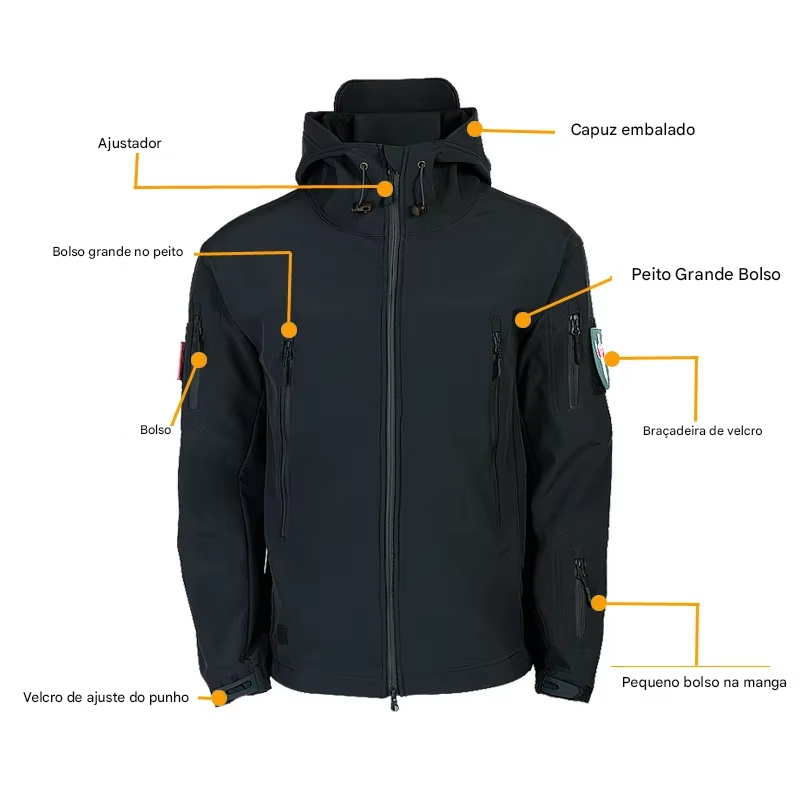 Jaqueta Tática Masculina Impermeável Lemartine