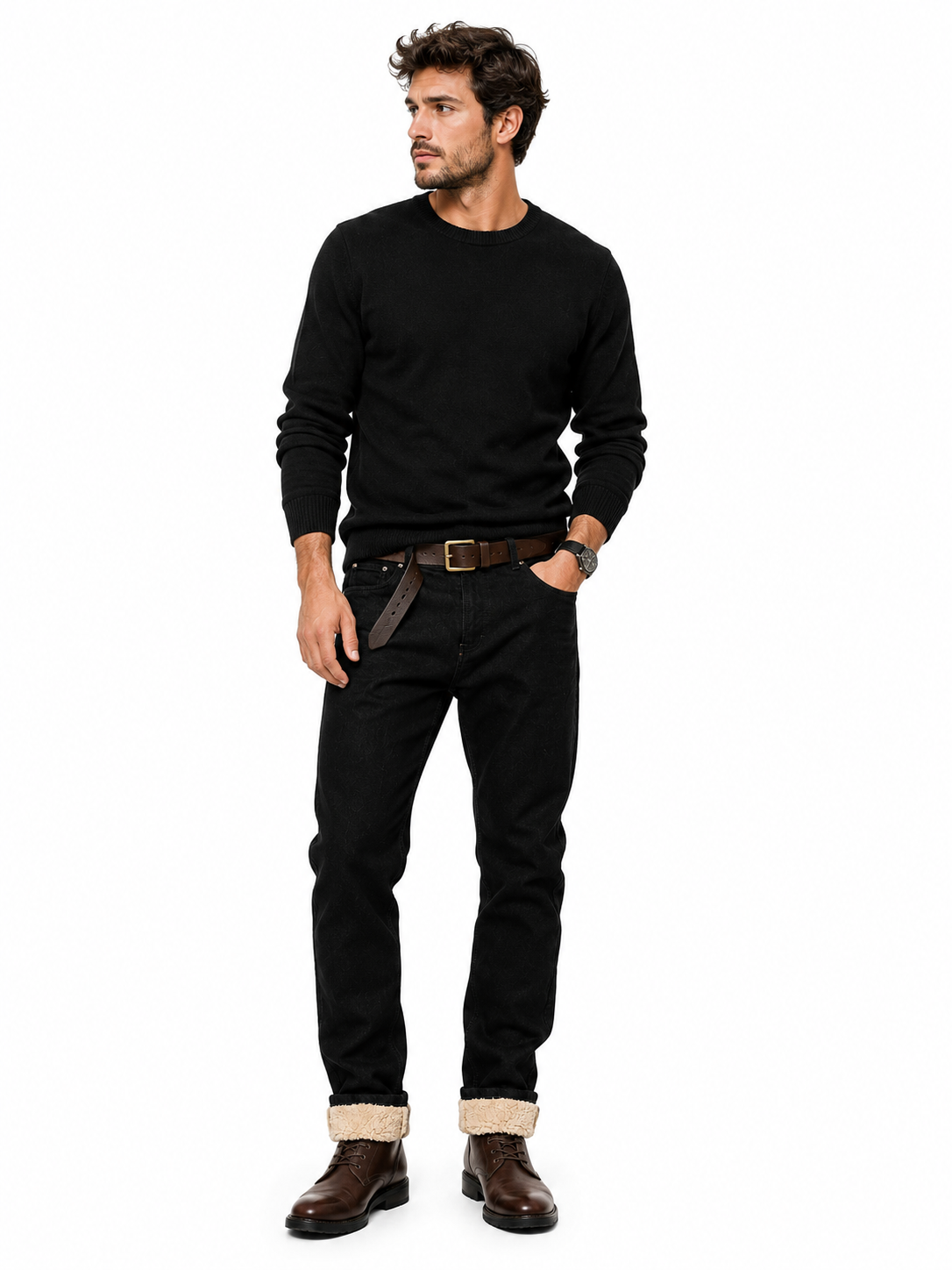 Calça Jeans Masculina Forrada para Inverno Lemartine
