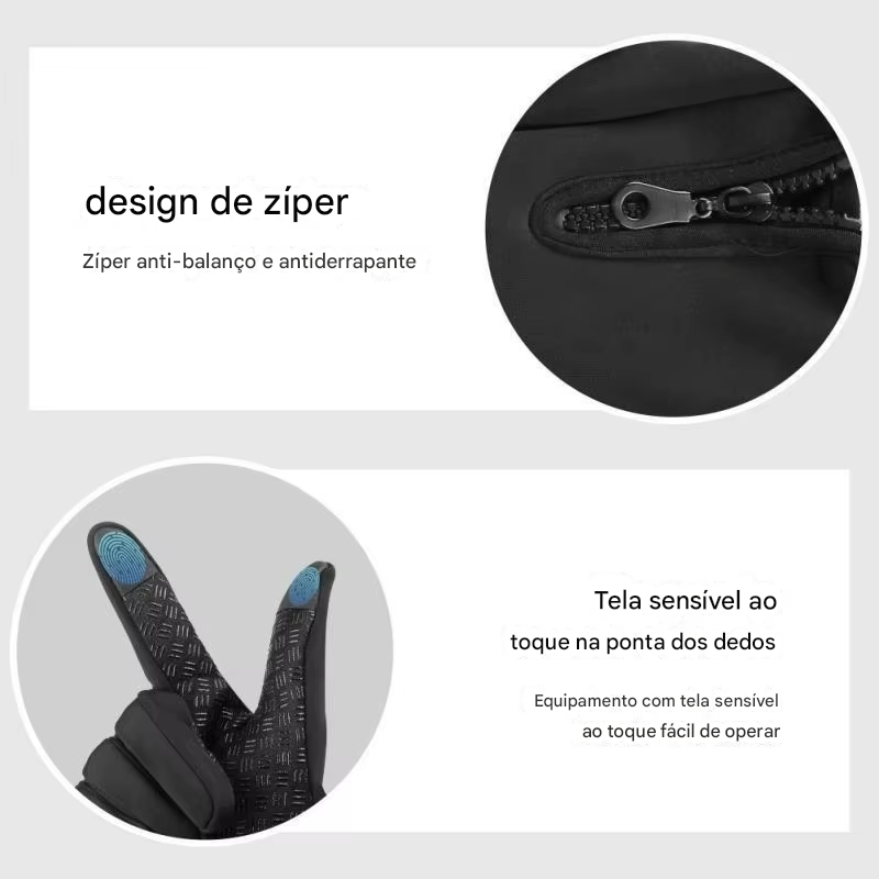 Luva de Inverno com Zíper Touchscreen Lemartine