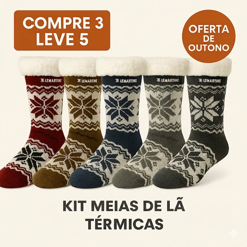 [COMPRE 3 LEVE 5] Kit Meias de Lã Térmicas Lemartine (OFERTA DE INVERNO)